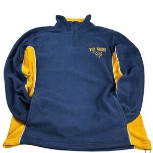 West Virginia WVU Quarter Zip Fleece Pullover Medium Navy Yellow NCAA
